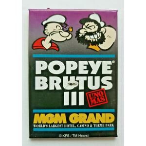 1997 MGM Grand Hotel Popeye Brutus Magnet Brand New U156